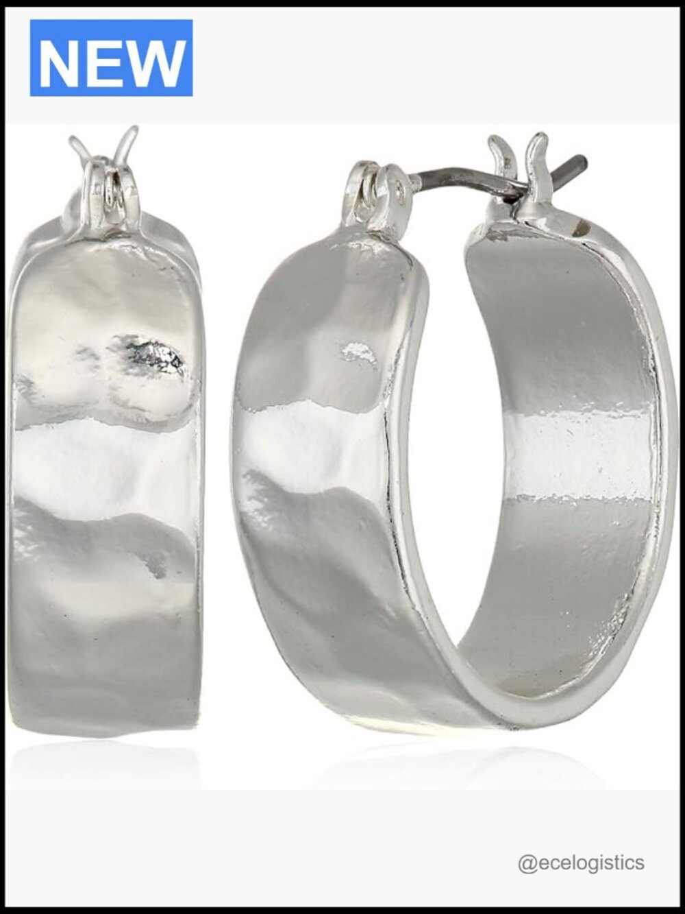 Small Hoop Earrings, Lightweight Click-Top, Hypoallergenic Silver Tone, 0.67"